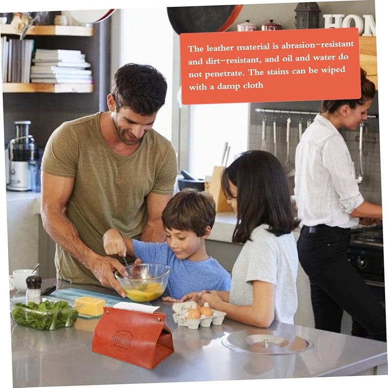 حامل علبة المناديل من الجلد PU الناعم للسيارة والمنزل بتصميم سهل لإعادة التعبئة - Image 2